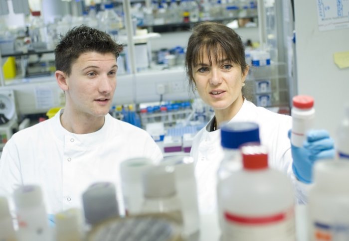 Dr Sarah Fidler with student Andrew Broadbent.