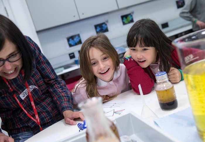 Schoolchildren in the Explore Zone