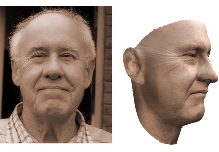 A 3D computer model of one of the faces scanned for the project