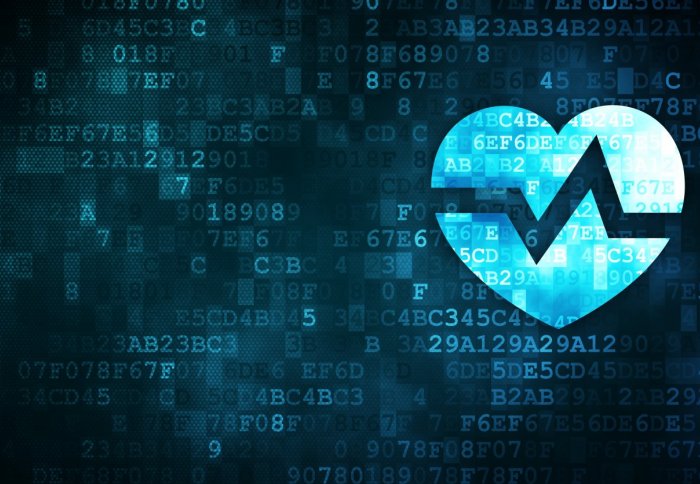 Digital heart on digital background