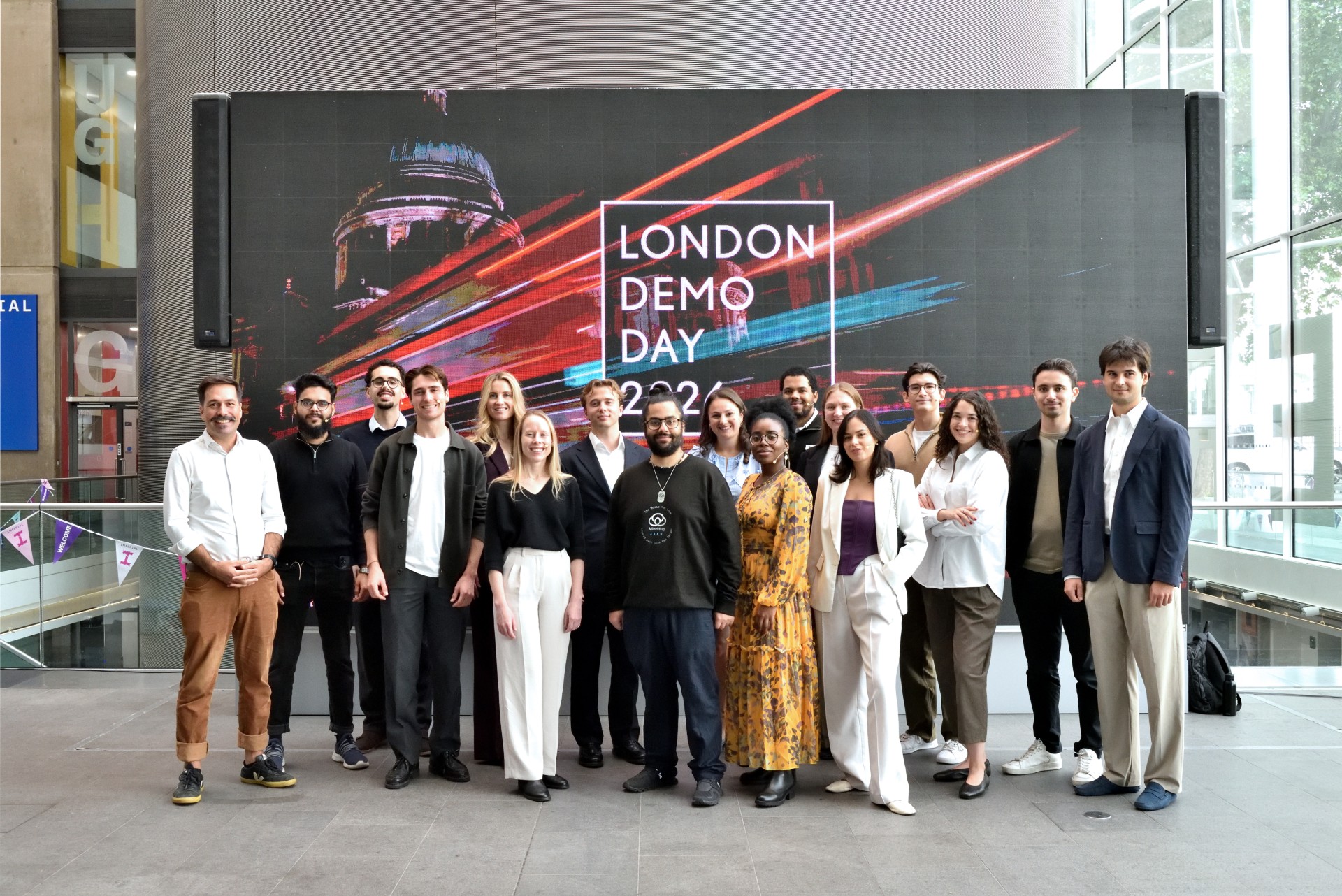 A group shot of the startups founder who participated in London Demo Day 2026 at Imperial College London.
