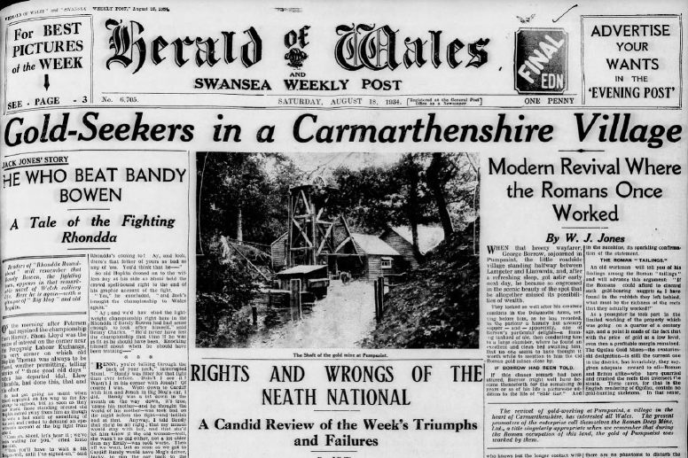 Front page of newspaper, headline 