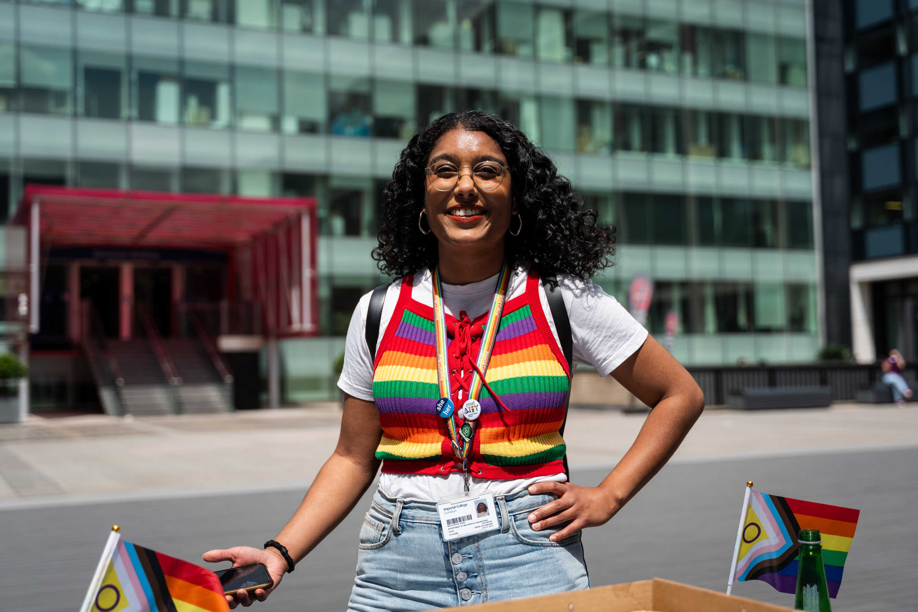 A member of Imperial's community at the Dress the Rainbow fundraiser for Pride Month 2024