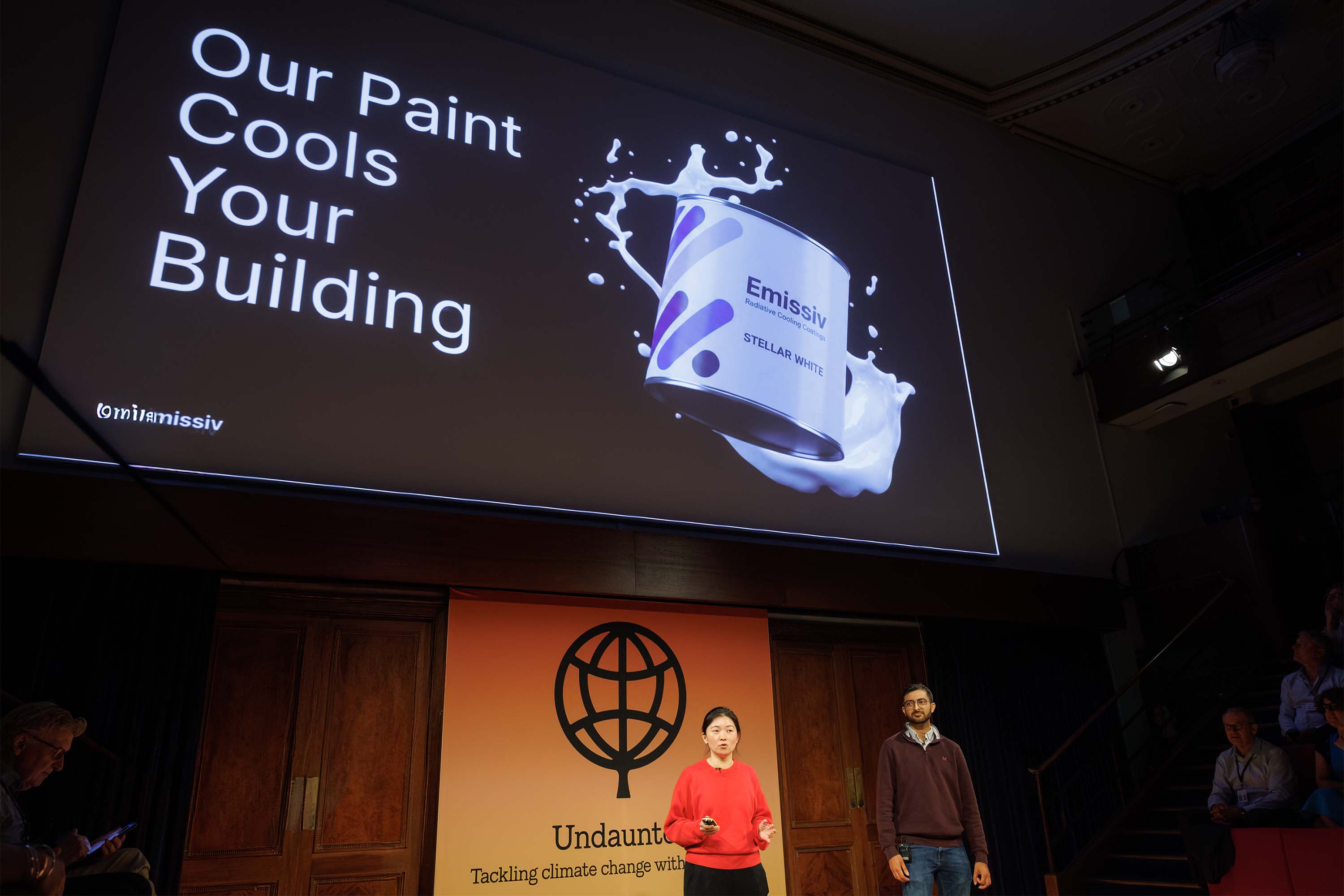 Emissiv's co-founders on the Ri stage pitching to investors