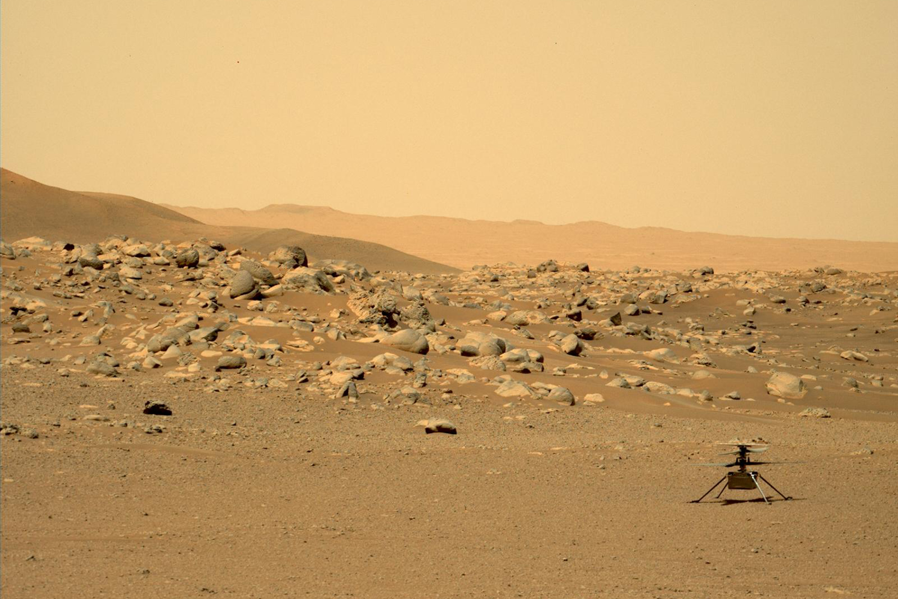 NASA's Ingenuity Mars Helicopter was taken by the Mastcam-Z instrument of the Perseverance rover on June 15, 2021