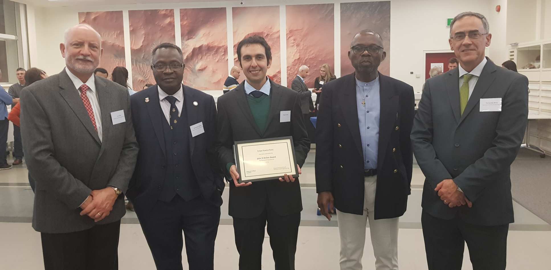 Donors of John Archer Award with 2019 Winner Felipe Huerta Perez