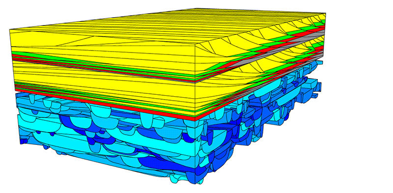 Surface-based model of fluvial and shallow marine deposits
