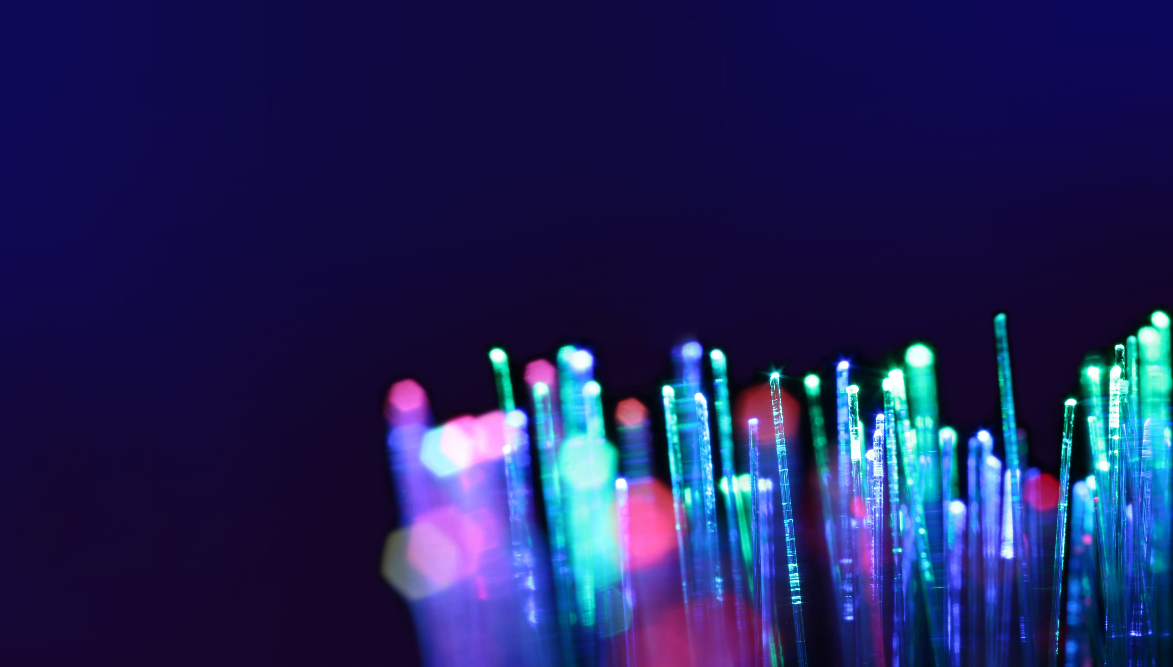 Fibre optics on a blue background