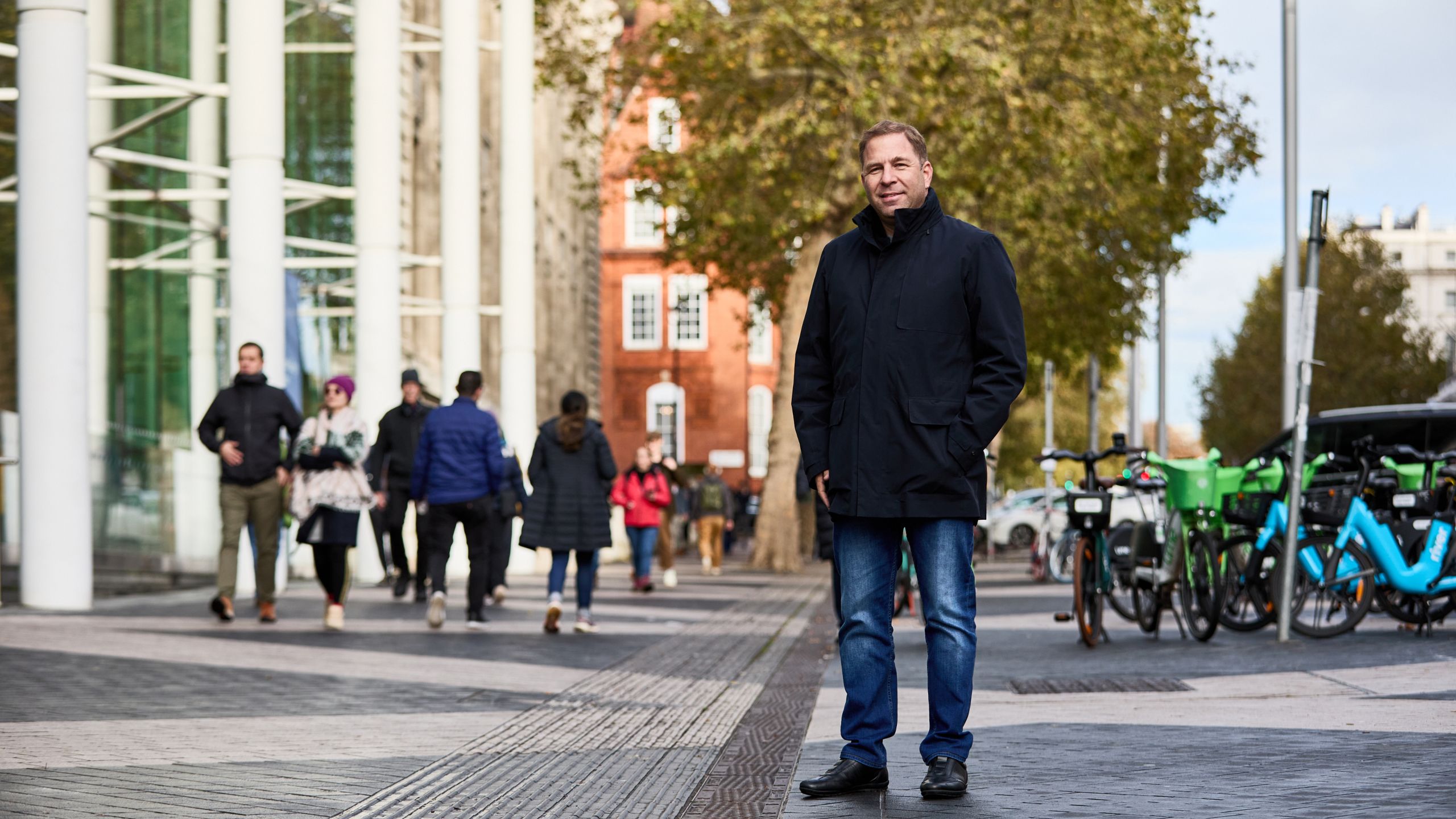 Ron standing on Exhibition Road outside the College's main entrance