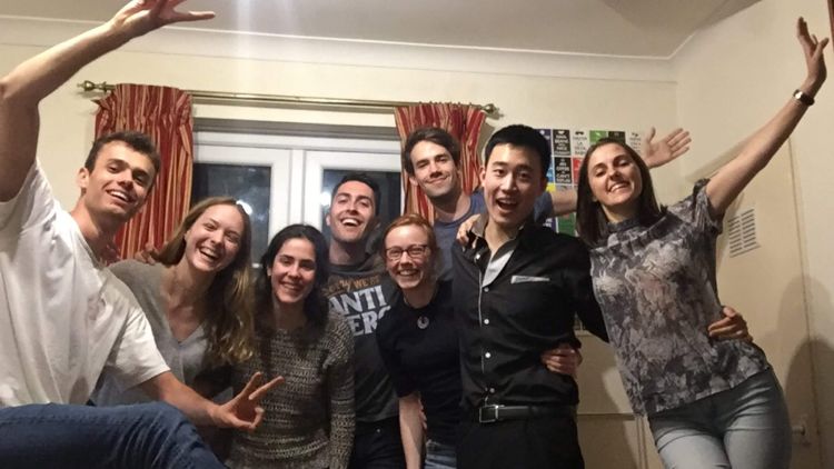 Jon celebrating with his Imperial friends during his student days
