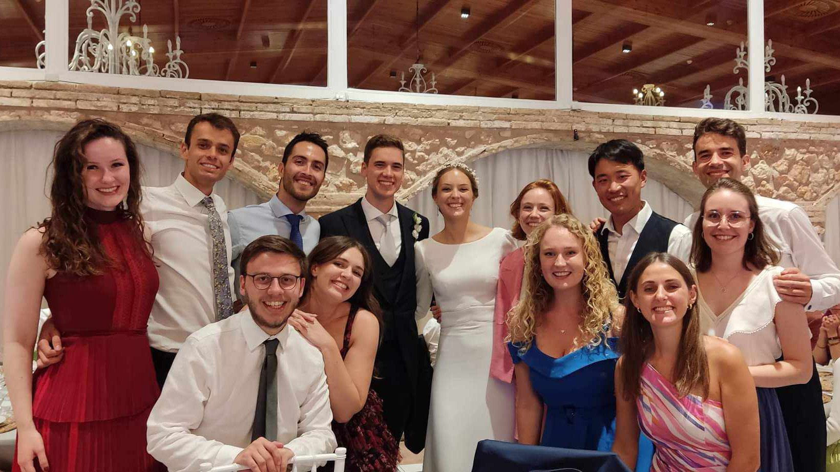 Jon and his university friends at the wedding of an Imperial classmate