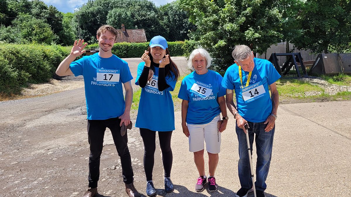 Early days of Charco Neurotech when the team joined a charity walk alongside users of the CUE1 product 