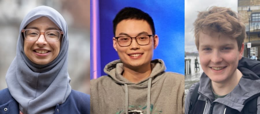 Imperial Quiz Society's Fatima Sheriff, Justin Lee and Gregor Wilson.