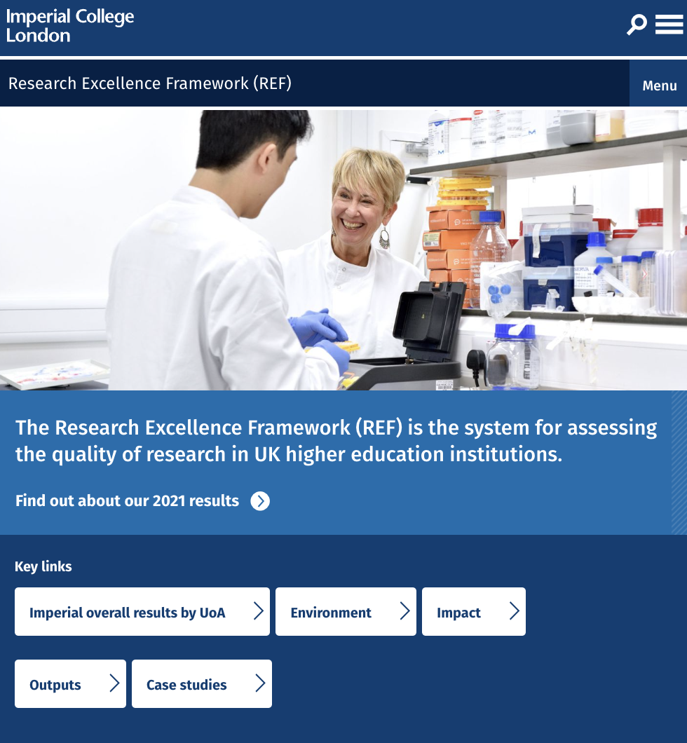 The Imperial College website homepage