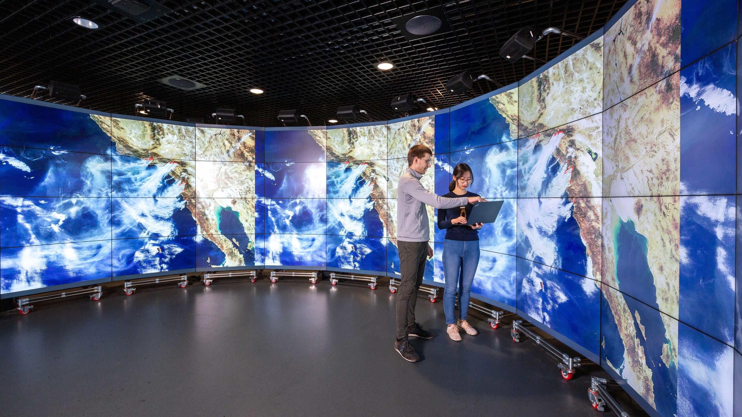 Researchers in the Data Observatory in Imperial's South Kensington Campus