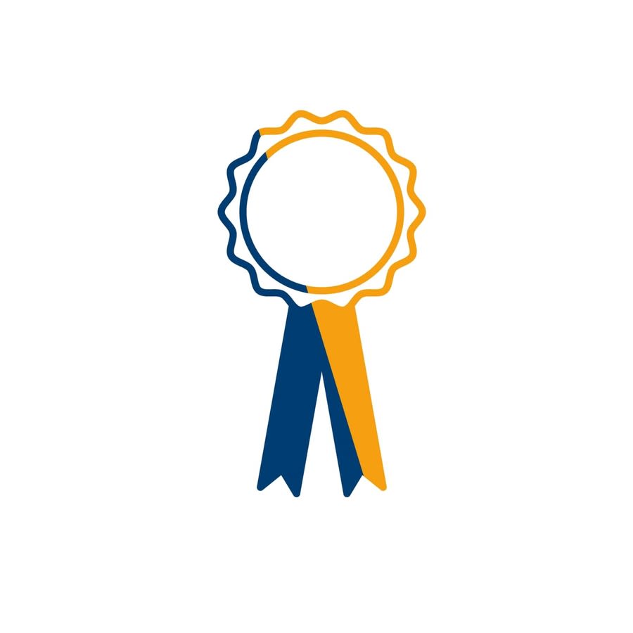 a blue and yellow ribbon