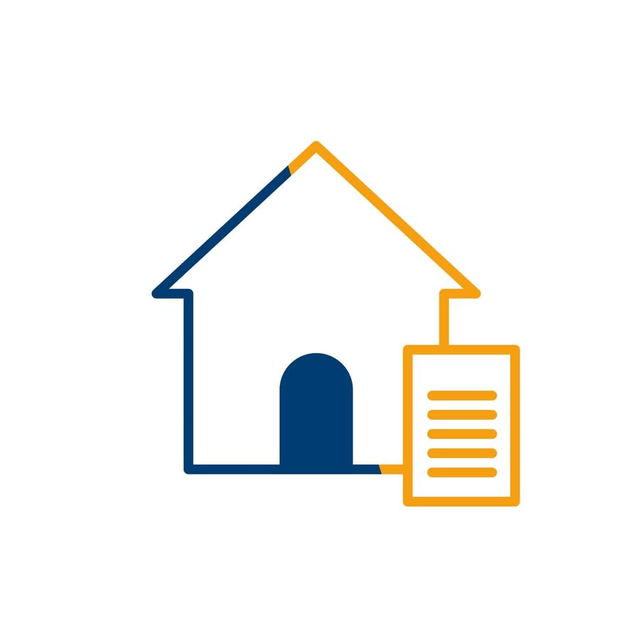 a house with a paper in the front