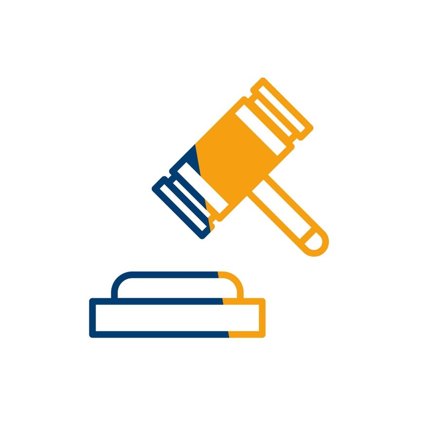a gavel and a block