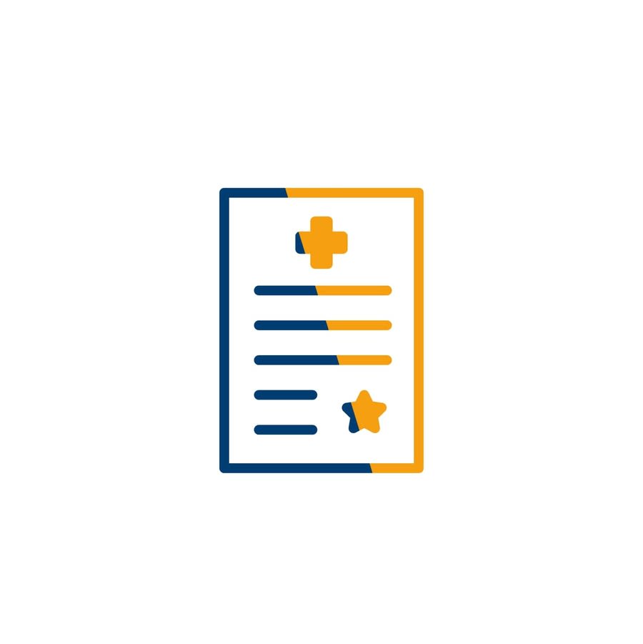 a blue and orange paper with a star and a cross
