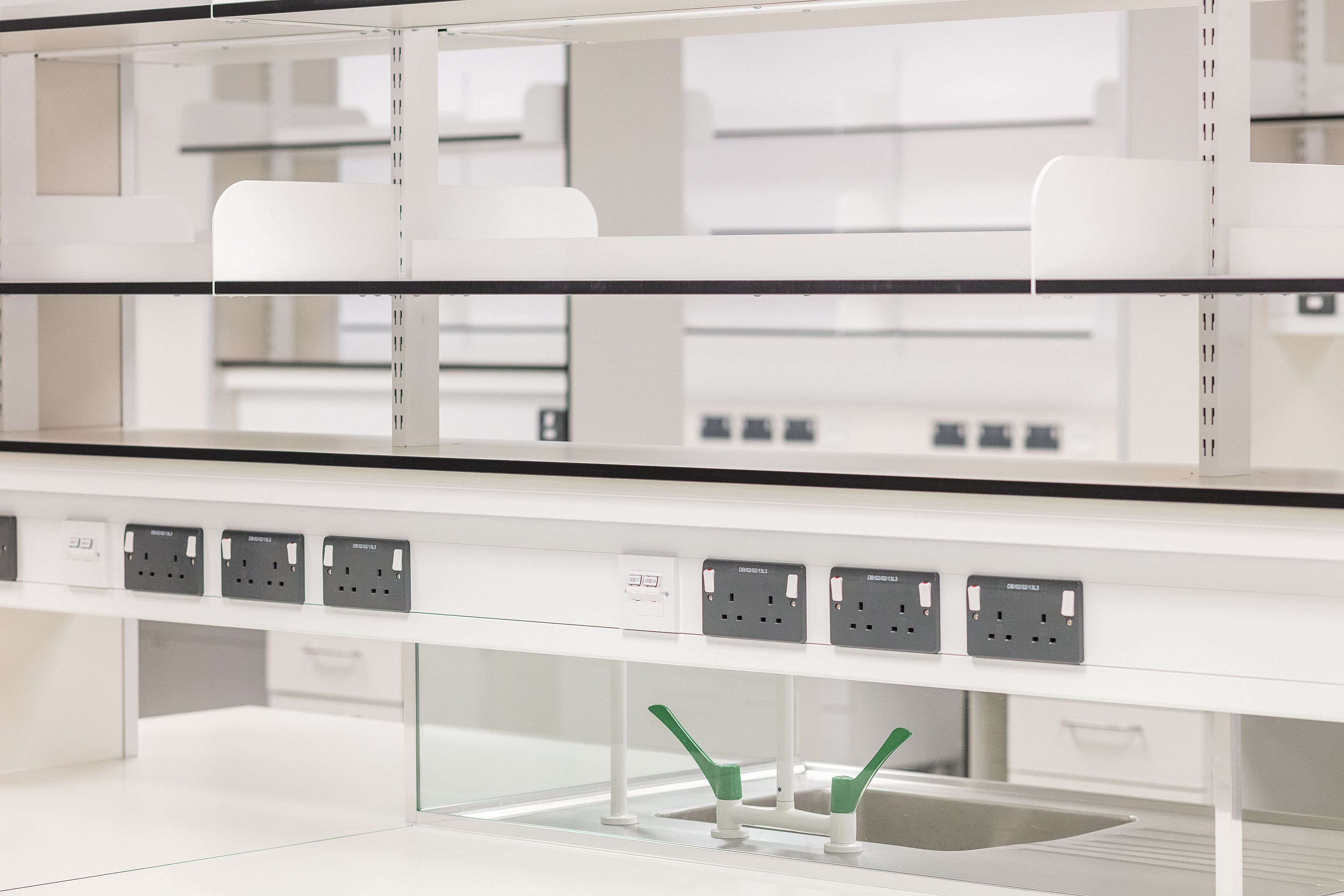 Close up detail of power banks and workbenches