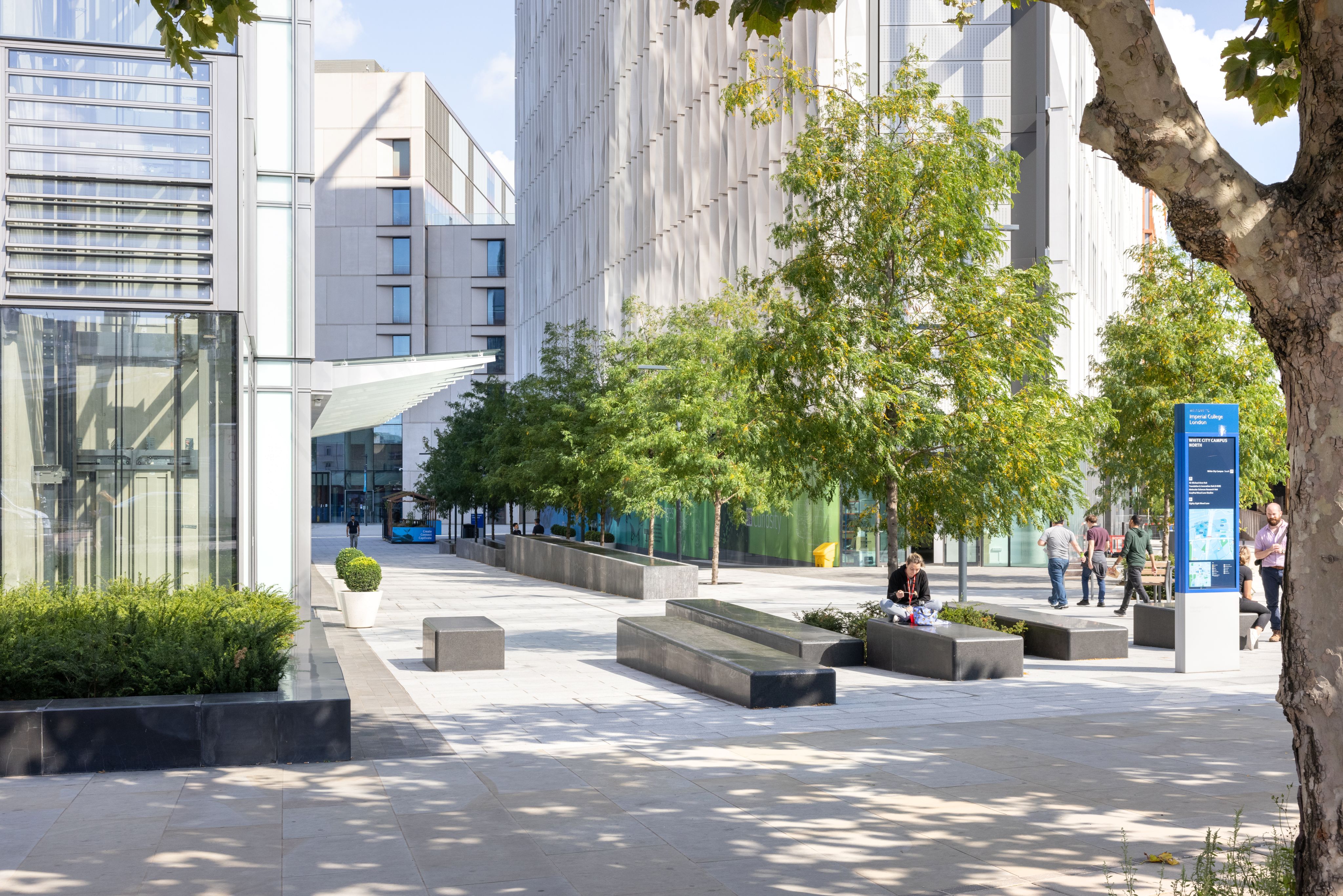 Imperial's White City Campus on a sunny day