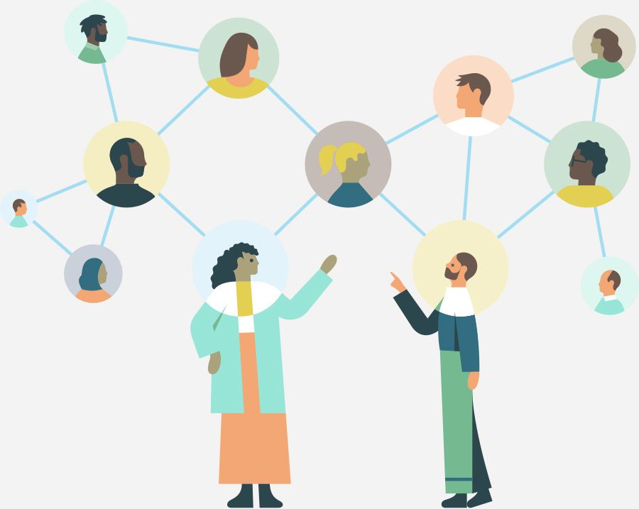 Illustration of two people talking