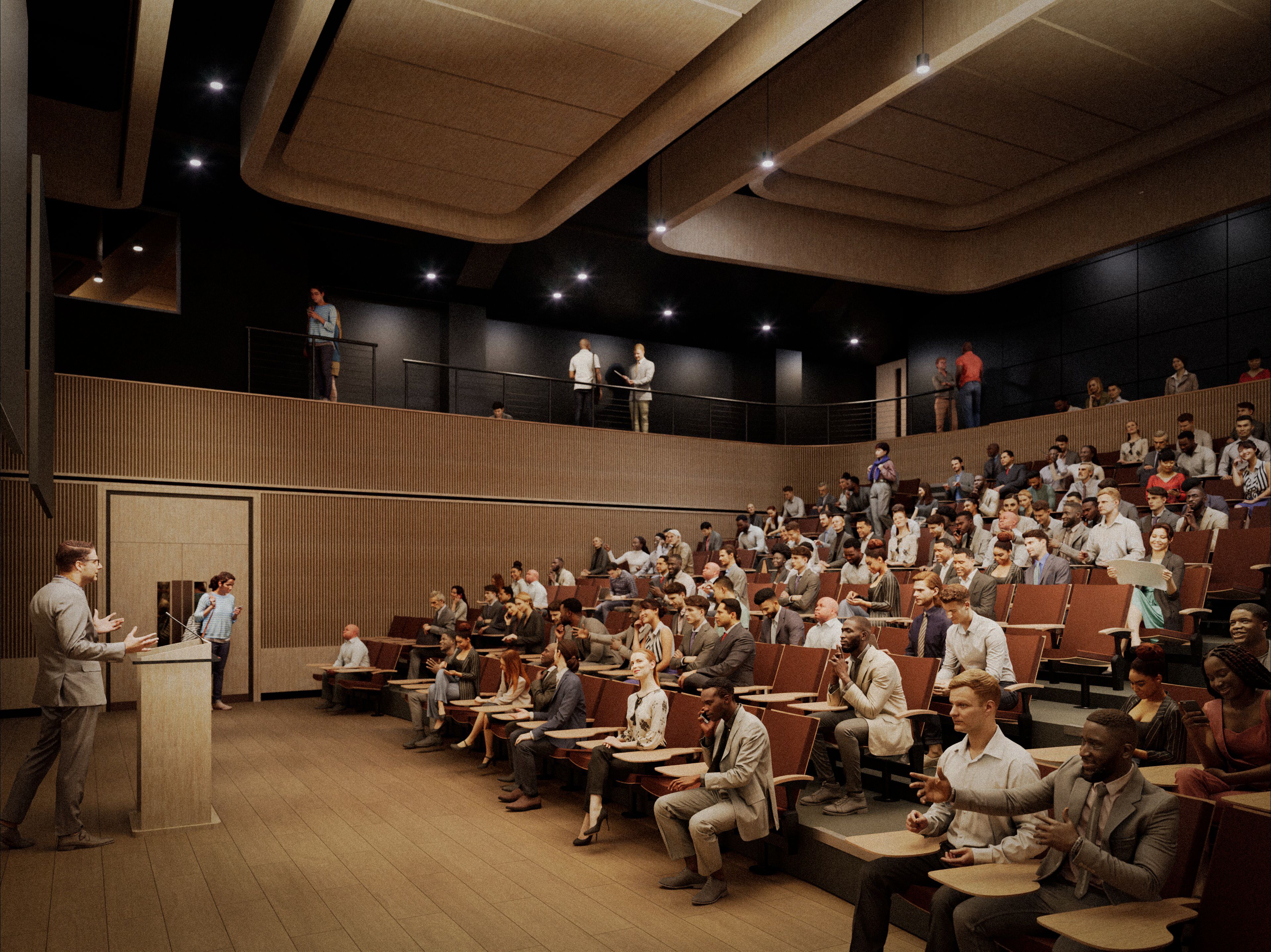 An artist's impression of Lecture Theatre B - one of the smaller lecture theatres that can be created when the Great Hall is not in "event" mode.
