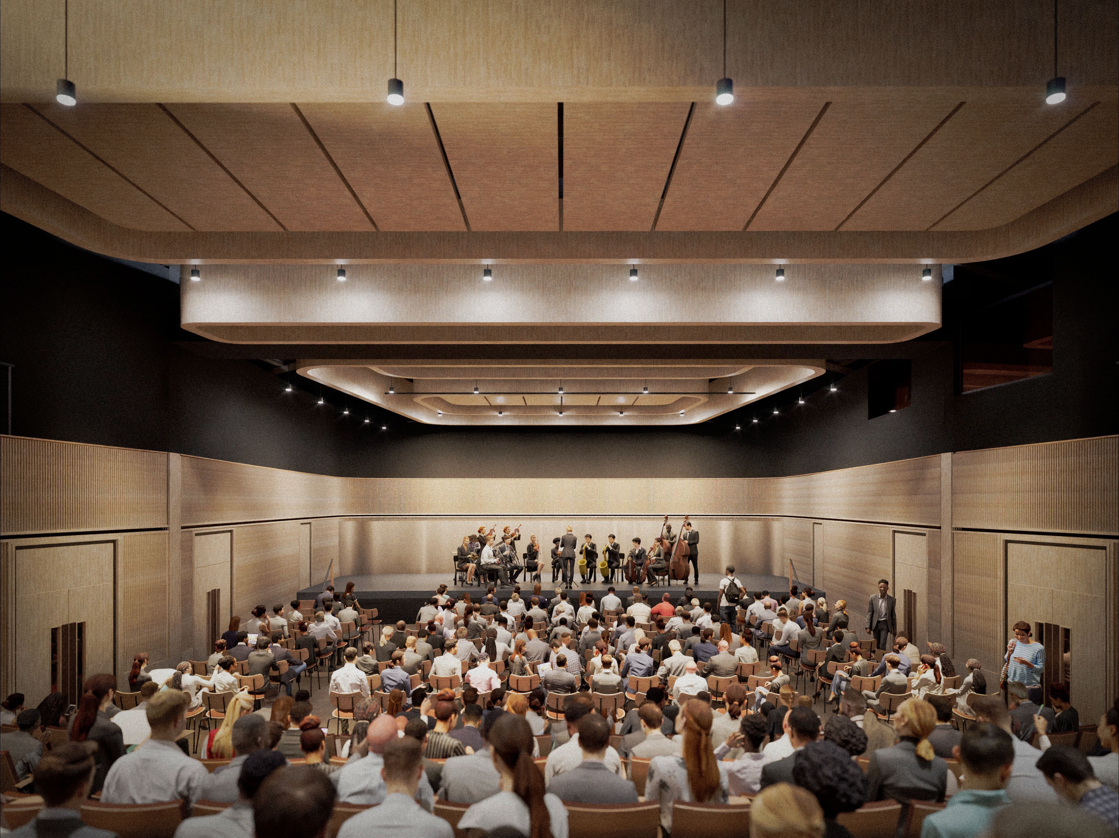 An artist's impression of the Great Hall in concert mode