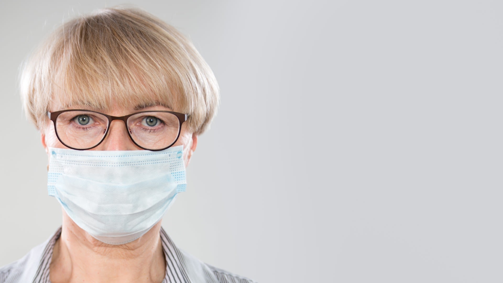 A woman wearing a face mask