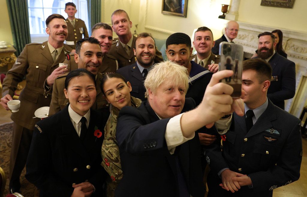 Aaron with RAF air cadets and Boris Johnson