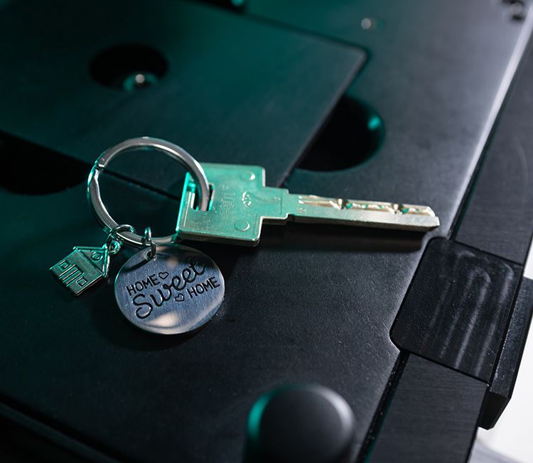 Keyring with fob saying Home Sweet Home