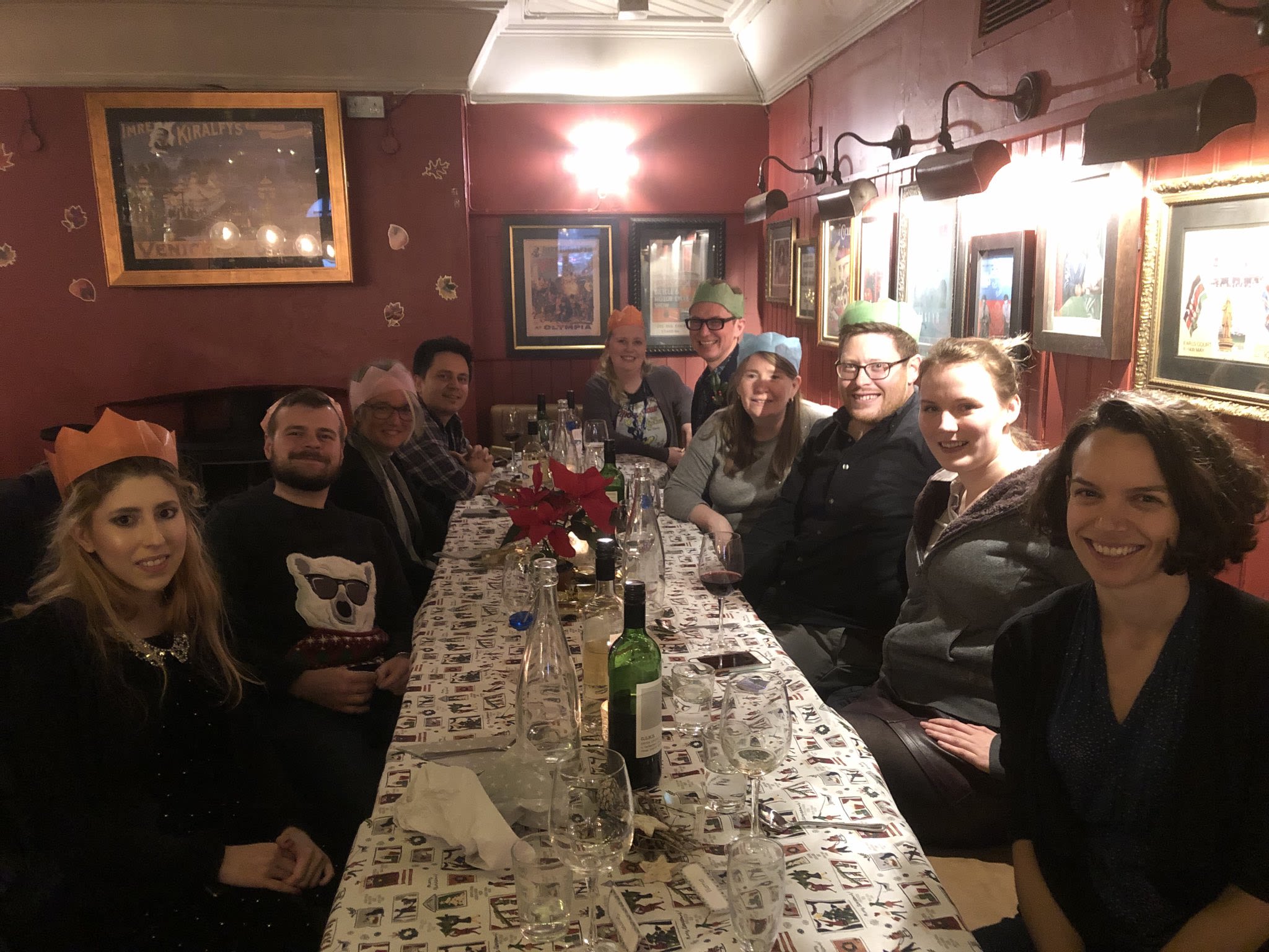 researchers at table for christmas meal