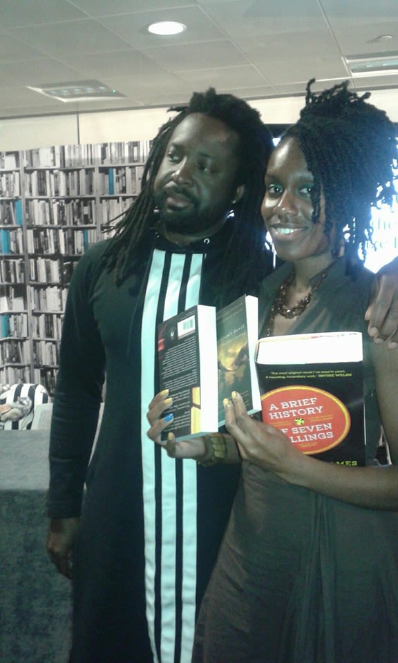 Simone with author in bookshop