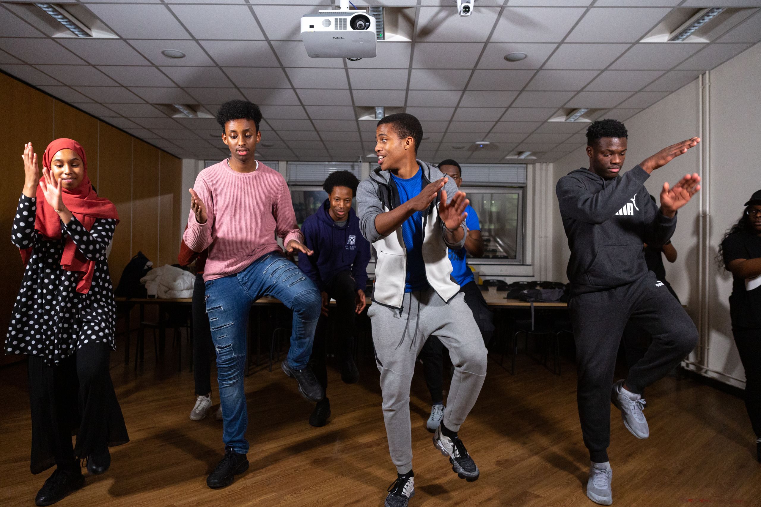 Students rehearsing for Afrogala dance performance