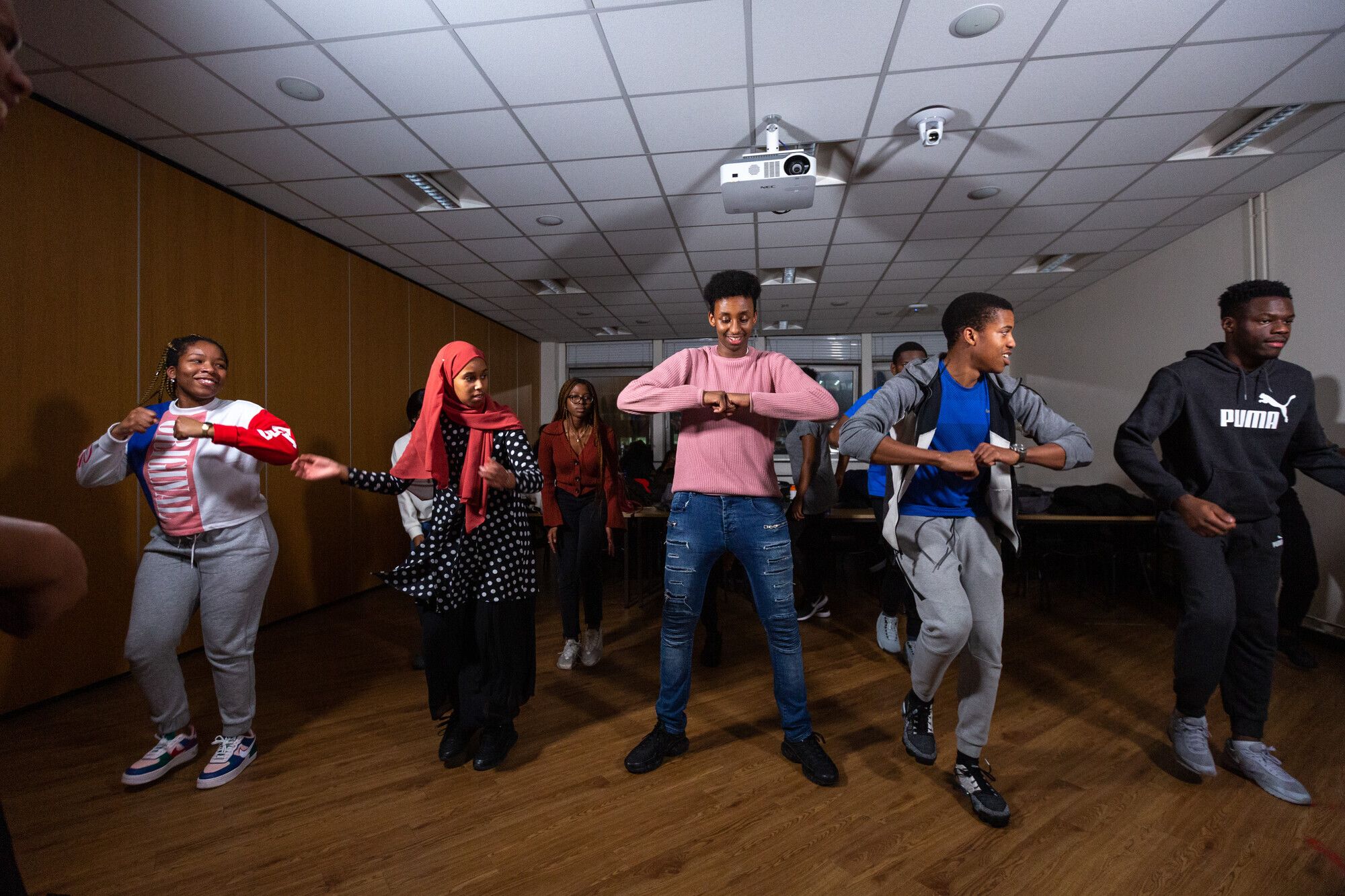Students taking part in rehearsals for Afrogala.