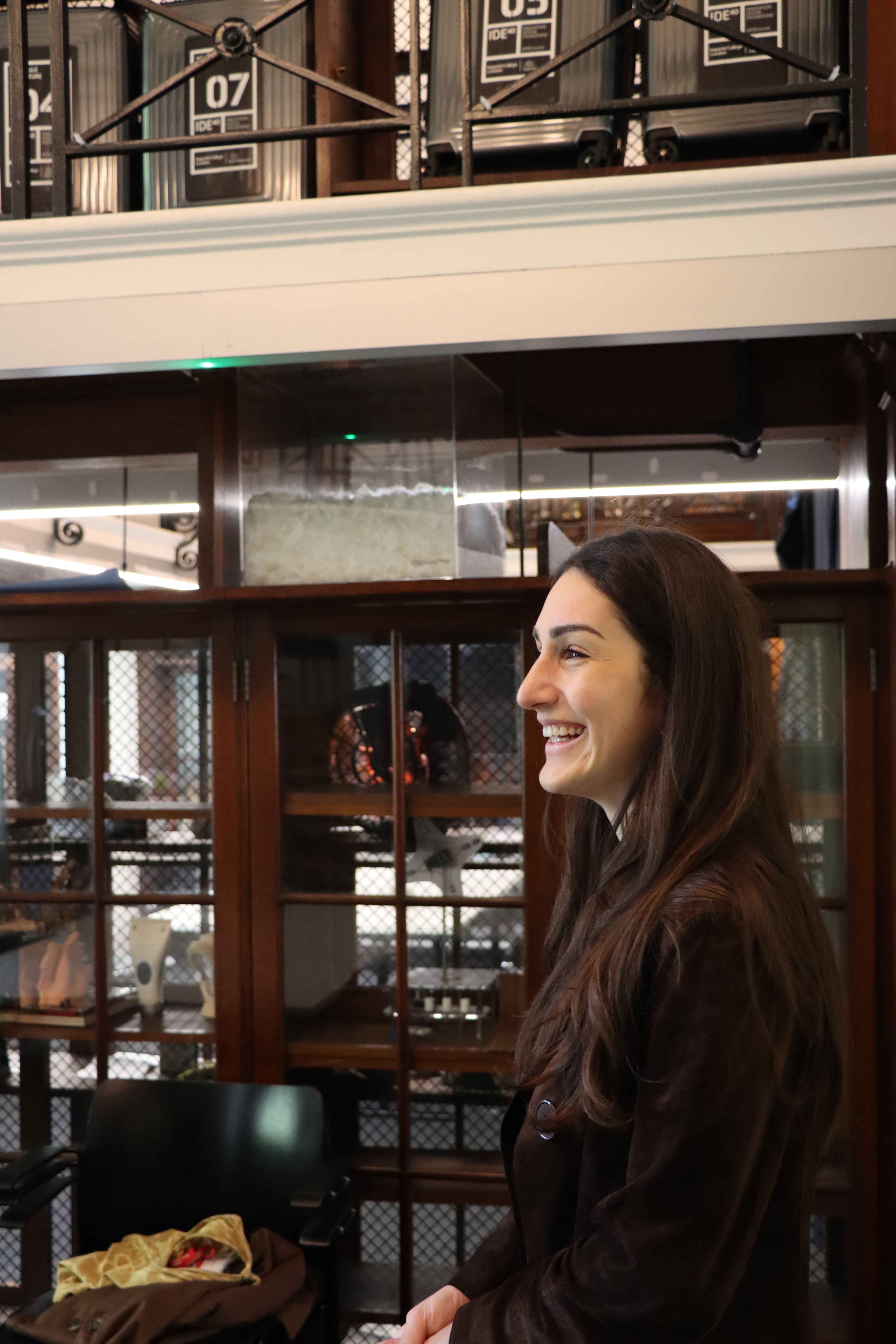 Abigail prototyping in the ACE workshop for her group project