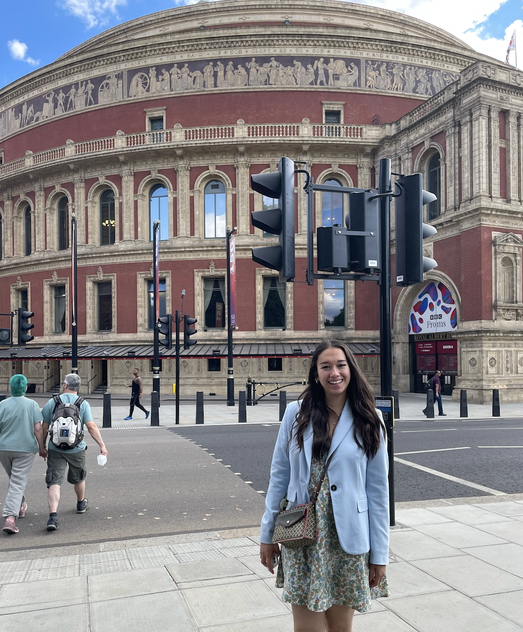 Catherine in front of the Royal Albert Hall