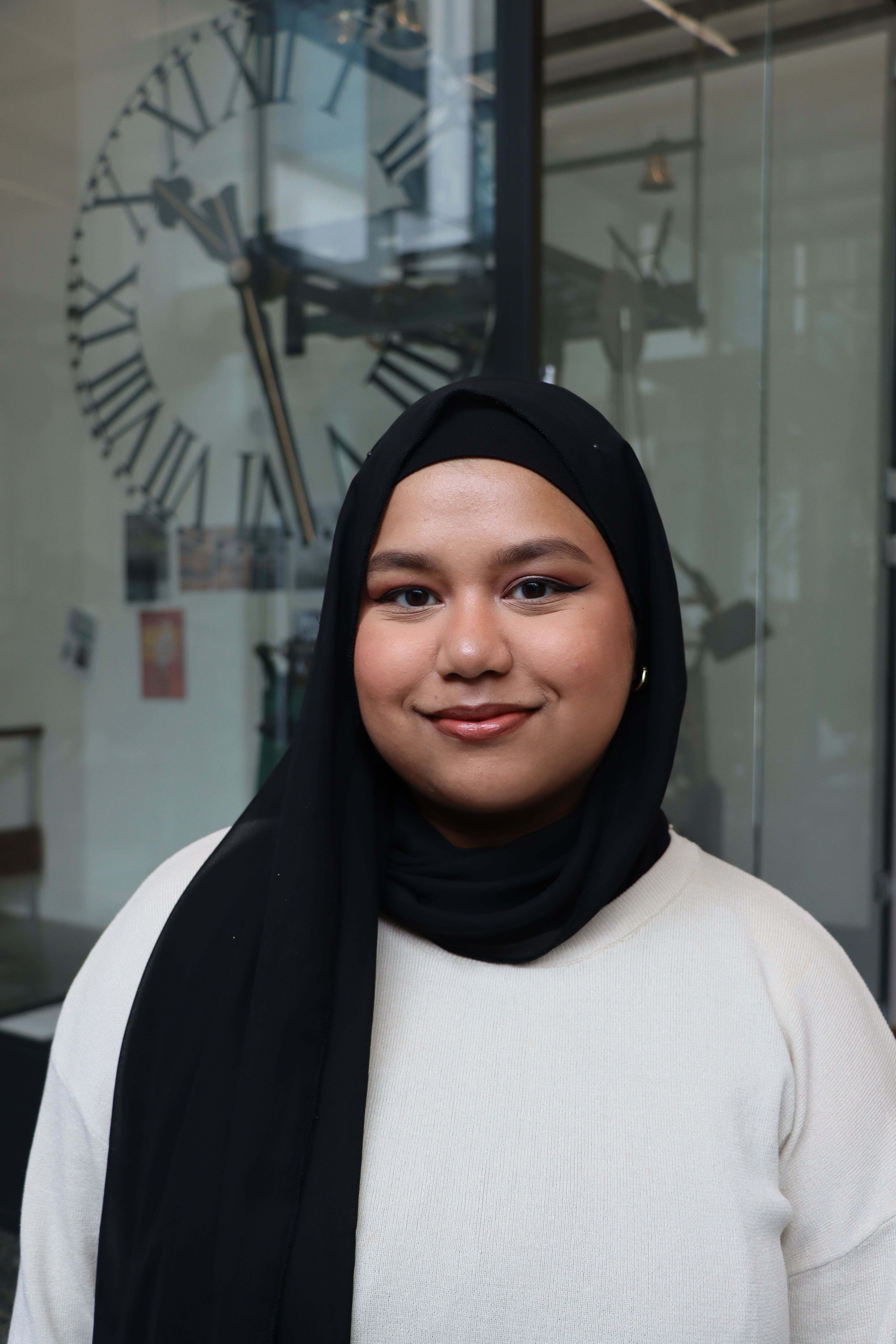 Fargena smiling at the camera.