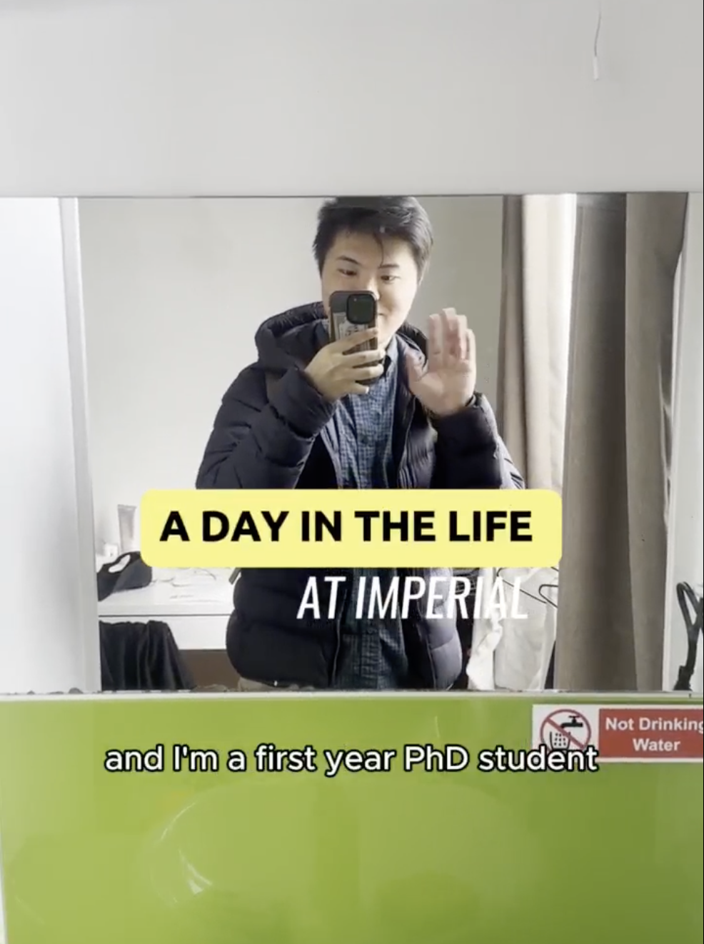 Screenshot of Han Ming from his 'Day in the life' video on Imperial's Instagram channel