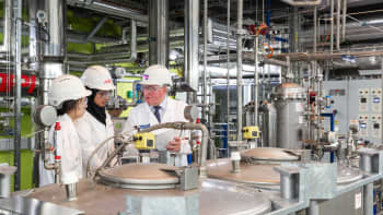 Students working in the Carbon Capture Pilot Plant at Imperial