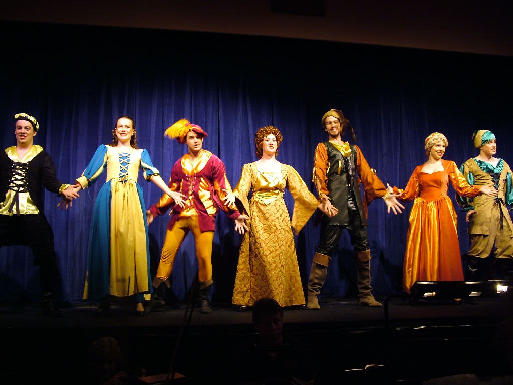 Musical Theatre Society doing a performance in costume on stage