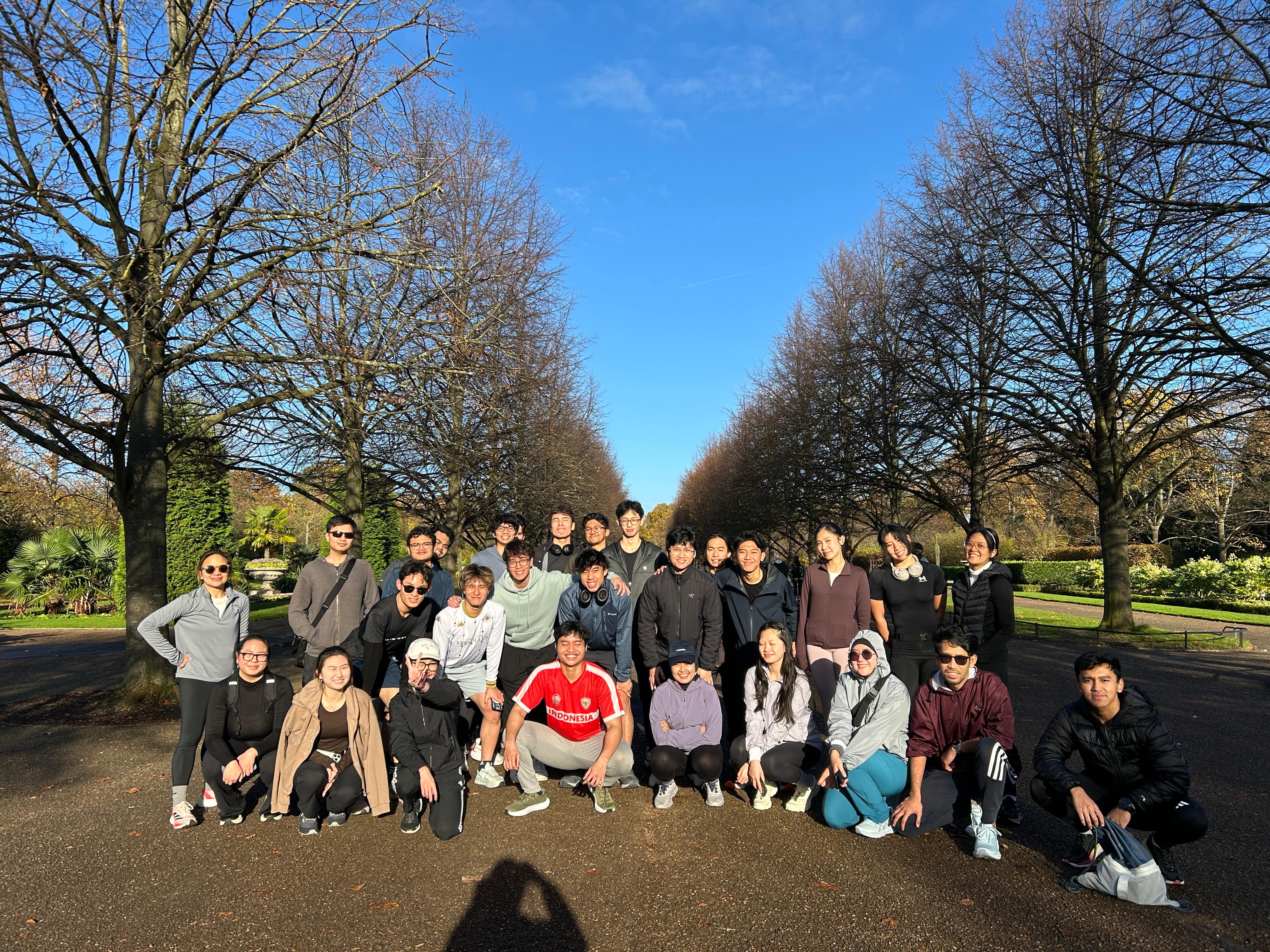 Group photo of Nava and other members of the Indonesian Student Association in a park