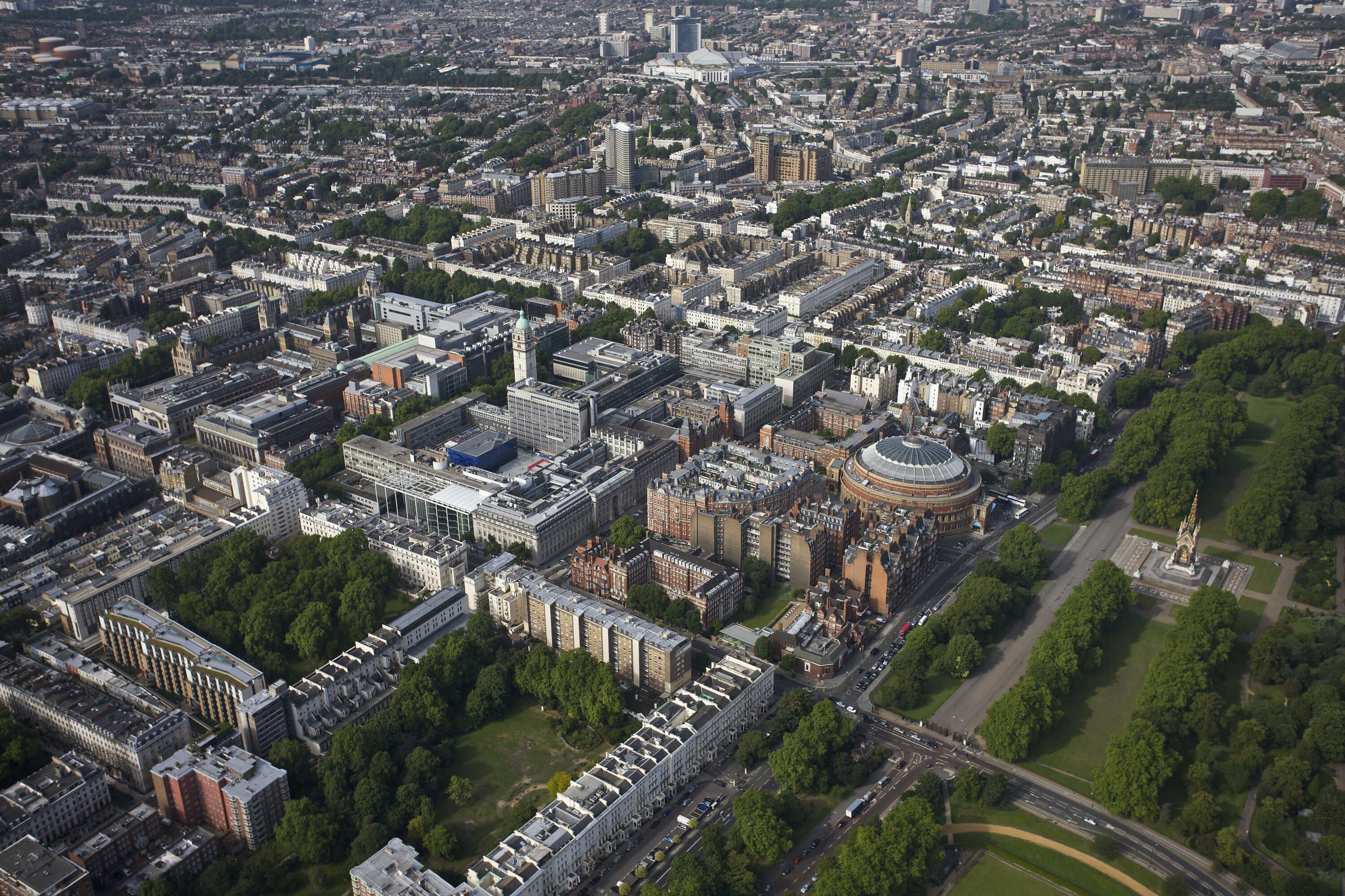 Drone image of South Kensington and the surrounding areas