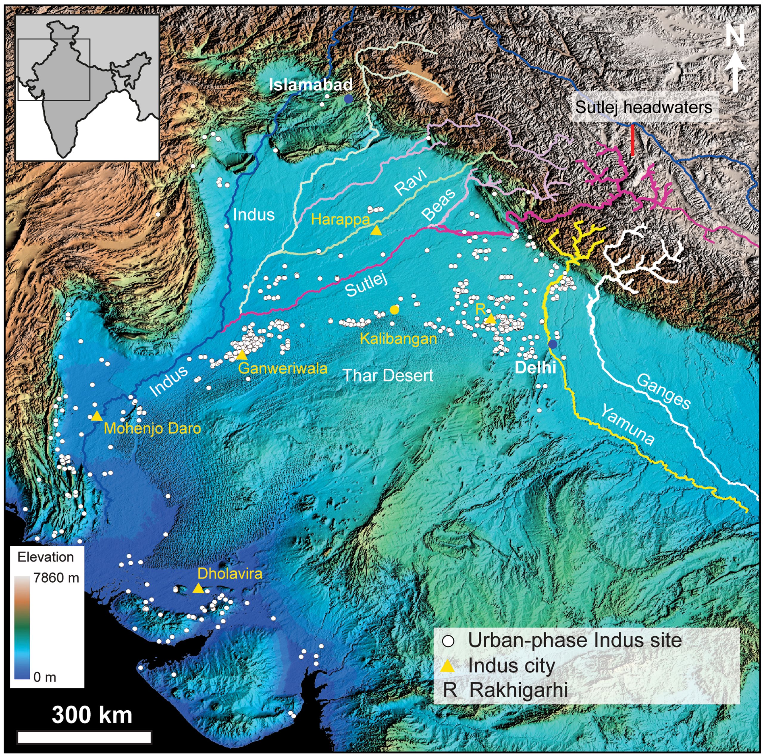 Satellite imagery details the river beds of the Ganges Delta, previously believed to have sustained the lost Indus civilisation 