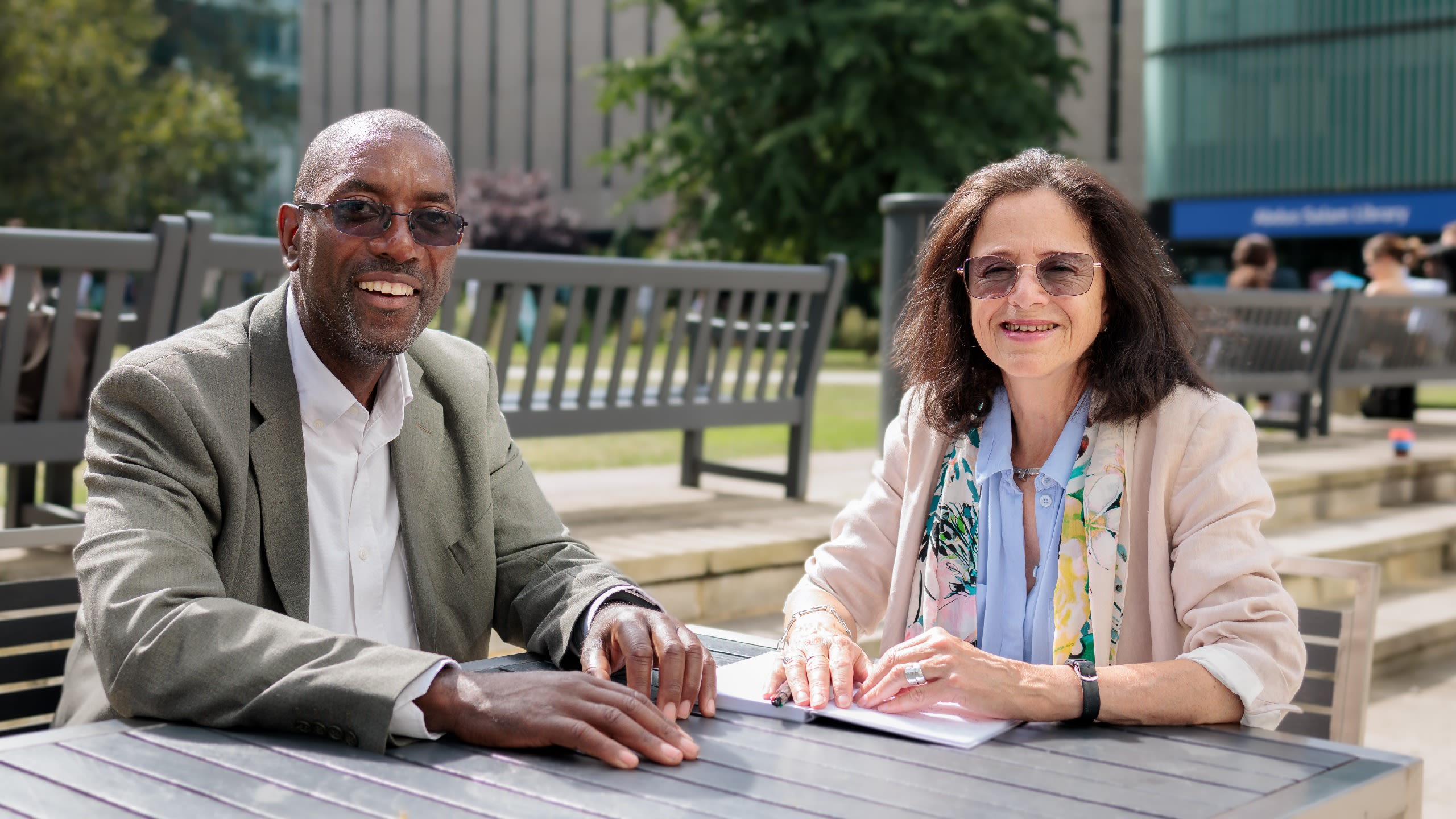 Wayne and Lesley on a sunny day on the South Kensington campus