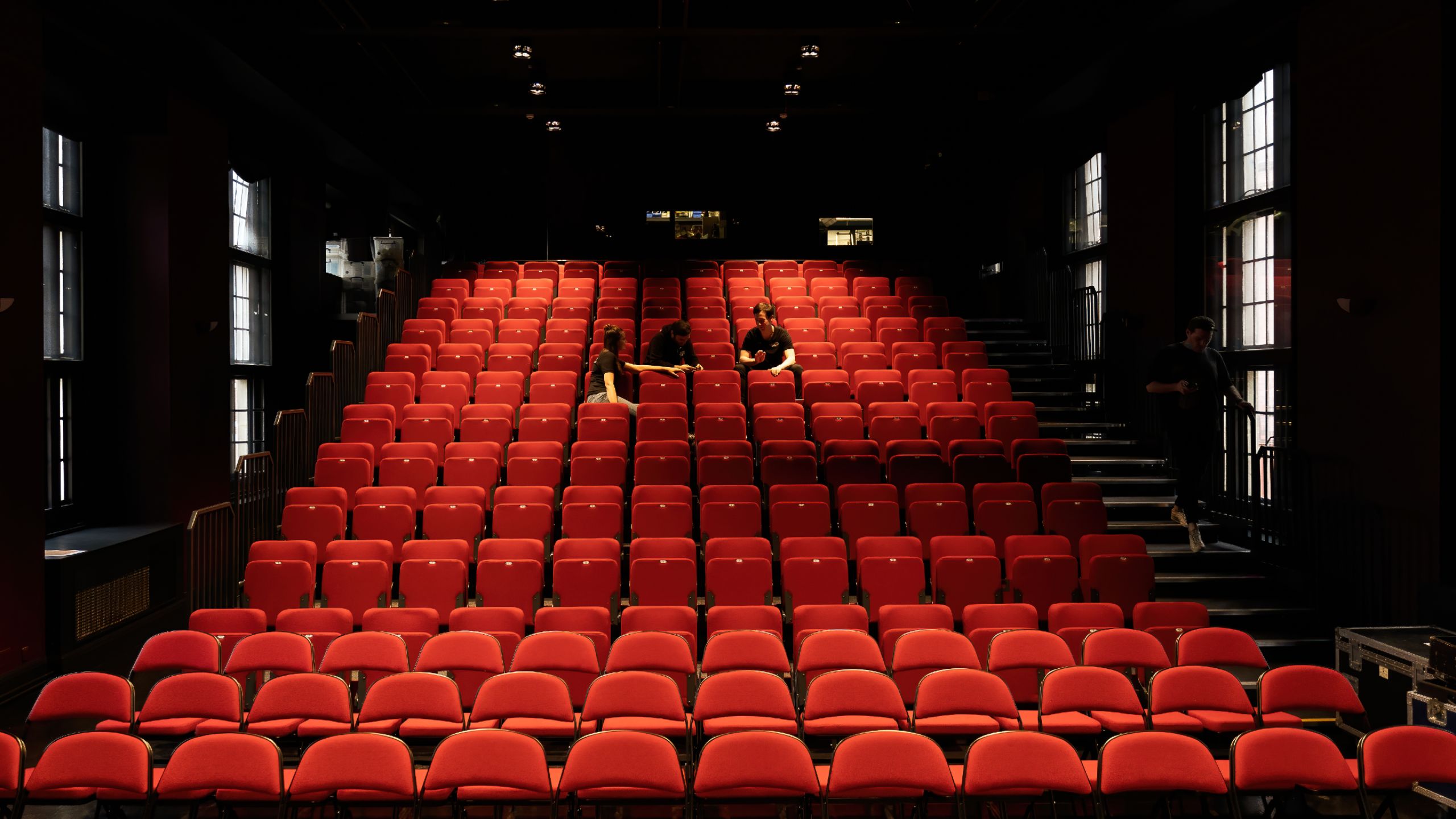 A wide shot of the Concert Hall, with rows and rows of tiered theatre seating