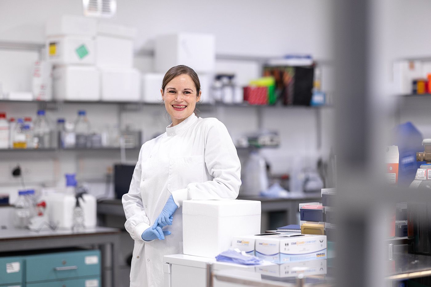 Dr Victoria Male in a lab